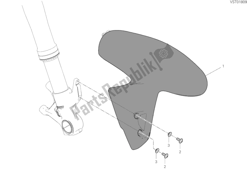 All parts for the Front Mudguard of the Ducati Streetfighter V4 USA 1103 2020